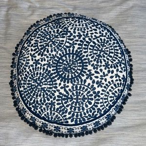 Round Navy Decorative Pillow